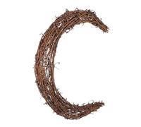 Healifty Natural Rattan Crescent Moon Wreath Frame Sturdy DIY Craft for Christmas Wall Door Decoration Handmade Rustic Vine Ring for Floral Pine Ribbon Arrangements