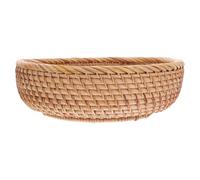 Healifty Natural Rattan Woven Fruit Basket Round Wicker Storage Bowl for Kitchen Counter Decorative Vegetable Snack Organizer Easy Maintenance Breathable Design