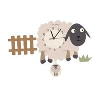 Healifty Nordic Artistic Swinging Sheep Wall Clock Cartoon Pendulum Decorative Clock for Living Room Bedroom Kitchen Ultra Quiet Silent Operation Adorable Home Office Wall Decor