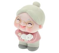 Healifty Old People Figurine Cake Topper 2.75x1.77x1.57in Vinyl Realistic Lifhtweight Design Details Safe and Healthy Birthday Decoration for Grandmother