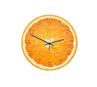 Healifty Orange Fruit Wall Clock Non Ticking Silent Non Ticking Decorative Wall Clock for Bedroom Living Room Office Decoration without Battery