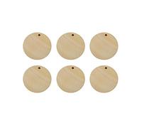 Healifty Ornament Earrings 50pcs Unfinished Round Wooden Slices with Holes Wood Discs Circles Wood Earring Blanks for DIY Craft Jewelry Findings Charms Pendant 35MM Ornament Sets