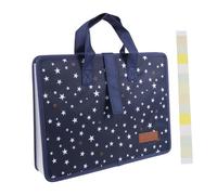 Healifty Oxford Cloth 13-Pocket Expanding Document Organizer Folder with Handle, Portable A4 File Storage Bag for Travel and Office Use, Star Pattern File Folder