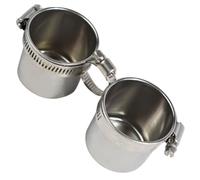 Healifty Parrot Food Cup Stand Unique Design Stainless Steel Pole Silver Colour Practical Feeder Attracts Pet Birds for Pet Birds Feeding