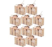 Healifty Party Candy Boxes Favor Boxes Vintage Mini Suitcase 50pcs with Tags, Paper Material Elegant Retro Look Suitable for Travel and Wedding Storage for Wedding Party Decorations