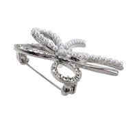 Healifty Pearl Bow Brooch Pin for Women, Rhinestone Inlaid Butterfly Knot Brooch, Decorative Safety Pin for Dresses and Jackets, Elegant Lapel Accessory