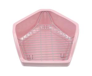 Healifty Pentagonal Ceramic Toilet Tray Box with Detachable Grids Anti-tipping Leakage Prevention Litter Box Potty for Bunny Hamster Guinea Pig Household Use