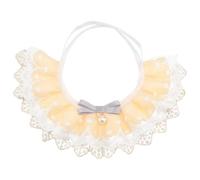 Healifty Pet Cat Neckerchief Saliva Towel with Lace Pearl Pendant, Medium Size Adorable Dog Collar Scarf Bib for Small Pets