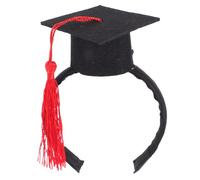 Healifty Pet Graduation Hat for Dogs and Cats Black Felt Graduation Cap with Red Tassel Elastic Headband Design Easy to Wear Quirky and Adorable Accessory for Birthday Celebrations and Pet