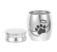 Healifty Pet Urn Silver Ashes Keepsake Urn for Dog and Cat Memorial with Paw Print Hair Tooth Storage for Pet Burial