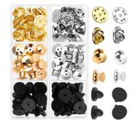 Healifty Pin Holder Replacement 84Pcs Metal Flat Round Pin Keepers Locking Clasp for Brooches and Daily Use Badge Making
