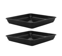 Healifty Plant Pot Saucers 2Pcs Black Square 33Cm Thickened Plastic Trays for Succulent Flower Pots Balcony Gardening Indoor Outdoor Water Catchment Base