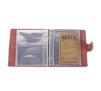 Healifty Plant Seed Organizer Binder with Large Capacity 5-Inch Envelopes and Packet Sleeves PU Leather Storage Book for Garden Use in Pink