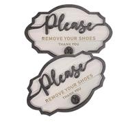 Healifty Please Remove Your Shoes Sign 2pcs Wooden Shoes off Plaque Rustic Door Hanging Decor for Home Entryway Porch Indoor Use