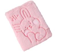 Healifty Plush Bunny Notebook, Pink Fluffy Journal Book with Soft Cover, Cute Cartoon Diary for Students, Lovely Gift for Daily Writing and School Notes