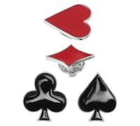Healifty Poker Playing Card Brooch Pin Set 4pcs Enamel Pins Resistant to Fading with Spade Diamond Club Heart Design for Women’s Hats and Bags