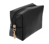 Healifty Polyester Small Makeup Bag Black Portable Cosmetic Organizer Zipper for Travel Outdoors Toiletry Storage Holder for Women