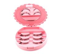 Healifty Portable and Lovely Bowknot Design with Mirror False Eyelash Storage Box, Lash Organizer for Convenient Makeup and Travel Use by Women