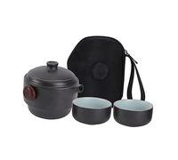Healifty Portable Kung Fu Tea Kit Ceramic Teapot with Filter Inner Tank Nesting Travel Set with Cups and Storage Box Space Saving Design for Tea Lovers The Go