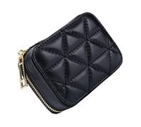 Healifty Portable Lipstick Storage Bag with Mirror Compact PU Makeup Organizer Pouch for Women Small Cosmetic Case for Travel and Everyday Use and Stylish Black Design