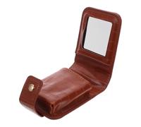 Healifty Portable Mini Lipstick Storage Box with Built Mirror PU Protective Cosmetic Case for Travel and Purse Scratch-Resistant Lipstick Organizer Bag Go Makeup Touchups