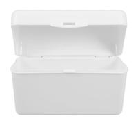 Healifty Portable White Business Card Holder Organizer Box, Desktop Flashcard Storage Case for Office and School, Compact Index Card Filing Container