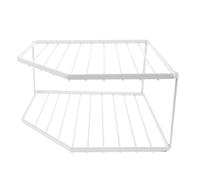 Healifty Pot and Pan Organizer White Metal Corner Shelf Double-Layered Thickened Frame for Kitchen Cabinet and Countertop Storage