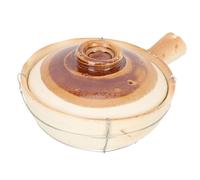 Healifty Pottery Clay Stew Pot with Single Thick Handle Small Kitchen Casserole for Braised Chicken Soup Rice Cooking Nonstick Smooth Surface Easy to Clean and Hold