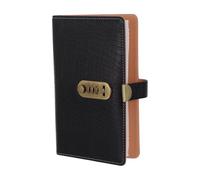 Healifty Pu Leather Lockable Checkbook Holder with 48 Deposit Units and 24 Card Slots, Business Receipt Organizer Binder, Black Password Lock Check Register for Office and Personal Finance