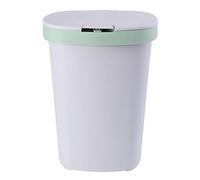 Healifty Push Button Trash Can with Lid Small Square Plastic Garbage Bin in Light Green Silent Operation Large Capacity Easy Open for Kitchen Living Bathroom Use and Odor Resistant Design