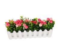 Healifty Realistic Outdoor Artificial Plants with Fence Eucalyptus and Pink Buds Faux Floral Decoration Weatherproof Fake Flowers for Garden Porch Wedding Table Centerpiece