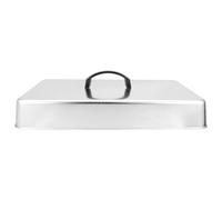 Healifty Rectangular Stainless Steel Food Cover with High Temperature Resistance and Elegant Appearance, Kitchen Grill Dome Lid for Locking in Heat and Aroma, for Outdoor Barbecue
