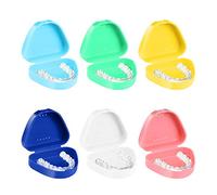 Healifty Retainer Case 6pcs Denture Box with Vent Holes, Colour Mouth Guard Case with Tight Snap Lock - Denture Baths False Teeth Container for Household, Travel, Office, Sports Dental Appliances