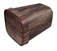 Healifty Retro Wood Grain Swing Lid Trash Can Small Size Bathroom Kitchen Rubbish Storage Bin Household Waste Container with Walnut Texture for Living Room