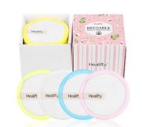 Healifty Reusable Cotton Pads - 16PCS - Bamboo Makeup Remover Pads with Laundry Bag, Soft, 3 Layer Thicken, Diameter 8cm