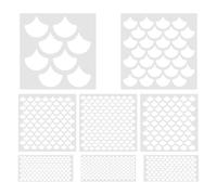 Healifty Reusable Fish Scale Stencil Set White Fish Scale Pattern Templates 8pcs Made of Flexible Pet Material with Realistic Texture, Portable for DIY Wall Art and Sketching