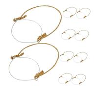Healifty Reusable Mason Jar Hangers with 86mm Regular Mouth Wire Hooks, Stainless Steel Metal Rings with Coarse Jute Rope Handles, 10pcs Set for Outdoor Lighting and Storage Jars Hanging