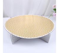 Healifty Reusable Round Single-Tier Cake Stand with Golden Dot Pattern Paper Cake Display Tray for Parties and Snack Storage, for Displaying Muffins and Treats on Party Tables