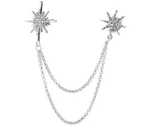 Healifty Rhinestone Star Brooch Pin Silver Alloy Sparkly Lapel Collar Pin Statement Jewelry for Women Formal Dress Accessory