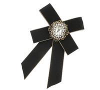 Healifty Rhinestone Studded Creative Bow Brooch Pin Black Decorative Bow Tie Lapel Pin Women’s Clothes Accessory for Party and Formal Wear