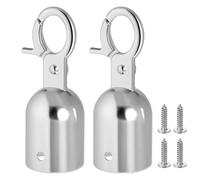 Healifty Rope End Stoppers Designed to Prevent Slipping in Place Stainless Steel with Snap Hook 2pcs Silver Cord Locks for Rope Railings and Crowd Diversion