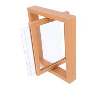 Healifty Rustic Rotating Photo Frame Double Sided Wooden Floating Display Frame with Glass for Desk Vertical Picture Stand Suitable for Office and Stores with Easy Photo Replacement