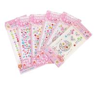 Healifty ’s Face Gems Stickers 6 Sheets Set - Acrylic Crystal Rhinestone Body Jewels Marquise Flower, Dolphin, Star, Plum Blossom, Heart Moon, and Pentagram Shapes - Temporary Stick-on Face