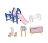 Healifty Scale Bedroom with Cradle Slide and Stool for Pretend Play Safe Sturdy Design for Imaginative Role Play Activities