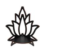 Healifty Shelf Decorative Display Shelf Wooden Hollow Corner Floating Lotus-shaped Carved or Pattern, Black Wall-mounted Candle Holder and Living Room Kitchen
