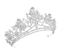 Healifty Silver Baroque Crown Wedding Tiaras with Ultra-sparkling Rhinestones Zinc Alloy Versatile Design for Brides and Bridesmaids for Weddings and Glamorous Events
