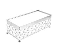 Healifty Silver Mirror Finish Cake Display Stand, European Style Dessert Storage Tray for Parties, 1pcs Small Crystal Cake Plate for Cupcakes and Snacks