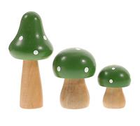 Healifty Simulated Mushroom Sculpture 2.83In Mini Wooden Mushroom Desktop Ornament Set of 3 for Fairy Garden Indoor Decoration Home Office Nature Atmosphere