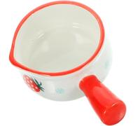 Healifty Small Ceramic Milk Pot with Lid Nonstick Saucepan Mini Butter Warmer for Kitchen Home Use