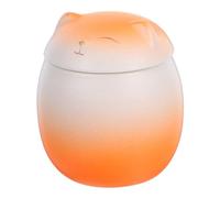 Healifty Small Ceramic Pet Urn for Ashes with Orange-white Gradient, Mini Memorial Cremation Jar for Cats and Dogs, Keepsake Container for Pet Funeral Remembrance